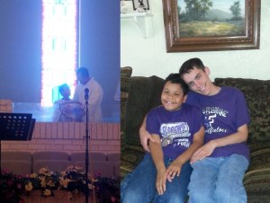 Isaac being baptized, and the picture we took later that day...